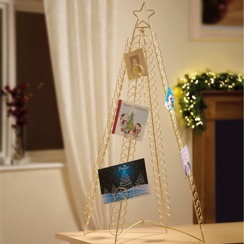 1m Gold Christmas Tree Card Holder