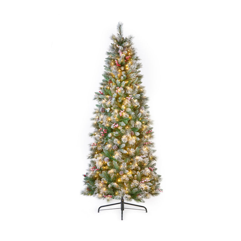 6.5ft Pre Lit Frosted Calgary Pine Tree with 400 Warm White LEDs
