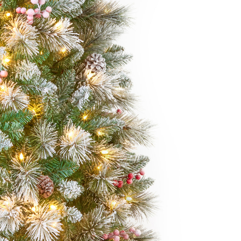 6.5ft Pre Lit Frosted Calgary Pine Tree with 400 Warm White LEDs