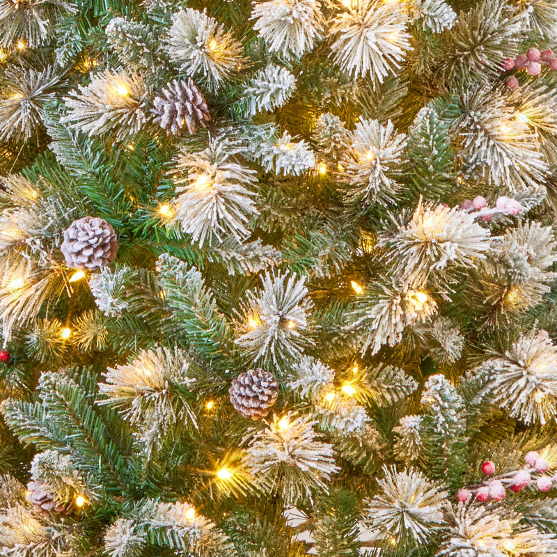 6.5ft Pre Lit Frosted Calgary Pine Tree with 400 Warm White LEDs
