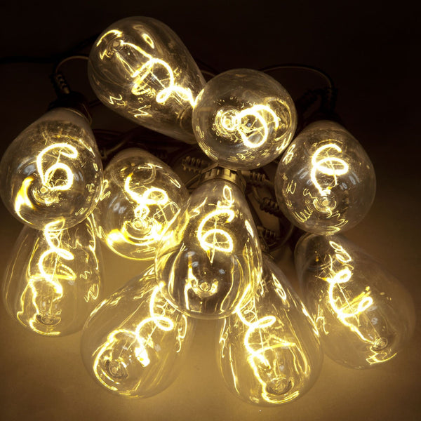 Set of 10 Retro Filament Bulb Warm White LED Festoon Lights