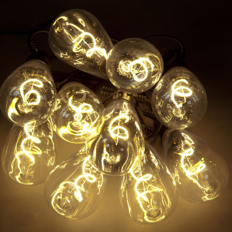 Set of 10 Retro Filament Bulb Warm White LED Festoon Lights