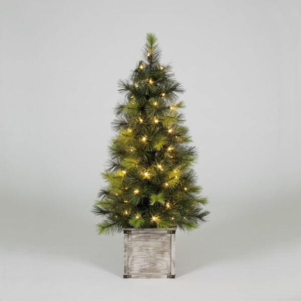 4ft Scots Pine Pre Lit Battery Operated Artificial Christmas Tree with Pot