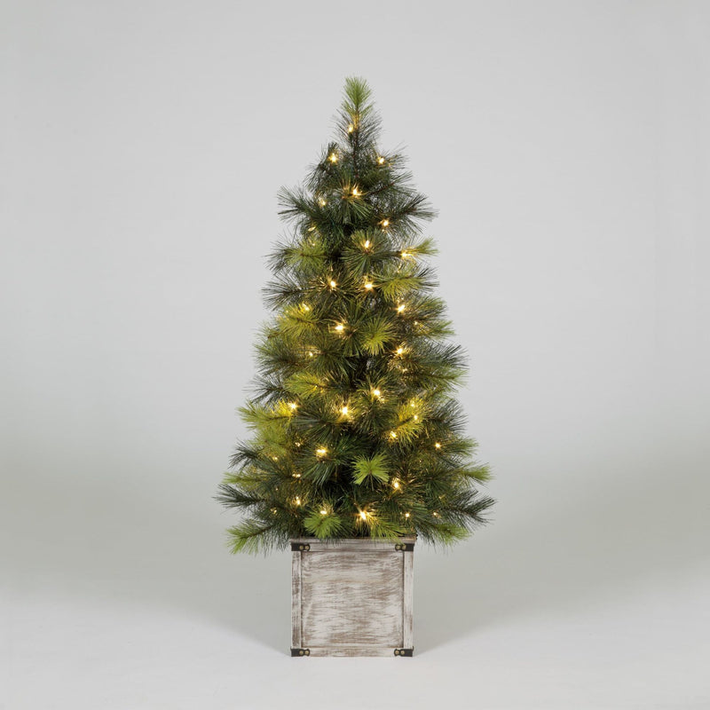 4ft Scots Pine Pre Lit Battery Operated Artificial Christmas Tree with Pot