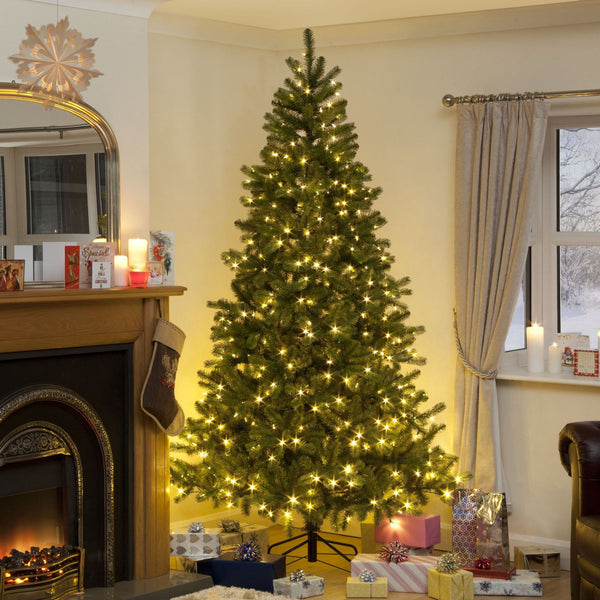 7ft Douglas Fir Pre Lit LED Artificial Christmas Tree with Metal Stand