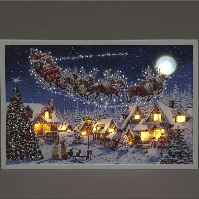 60cm Christmas Eve LED Lit Wall Christmas Canvas