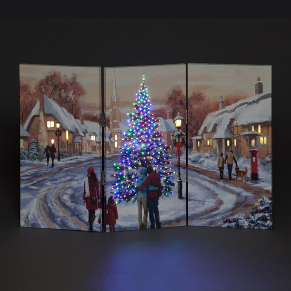 90cm Village Christmas Tree Fibre Optic Lit Partition Screen