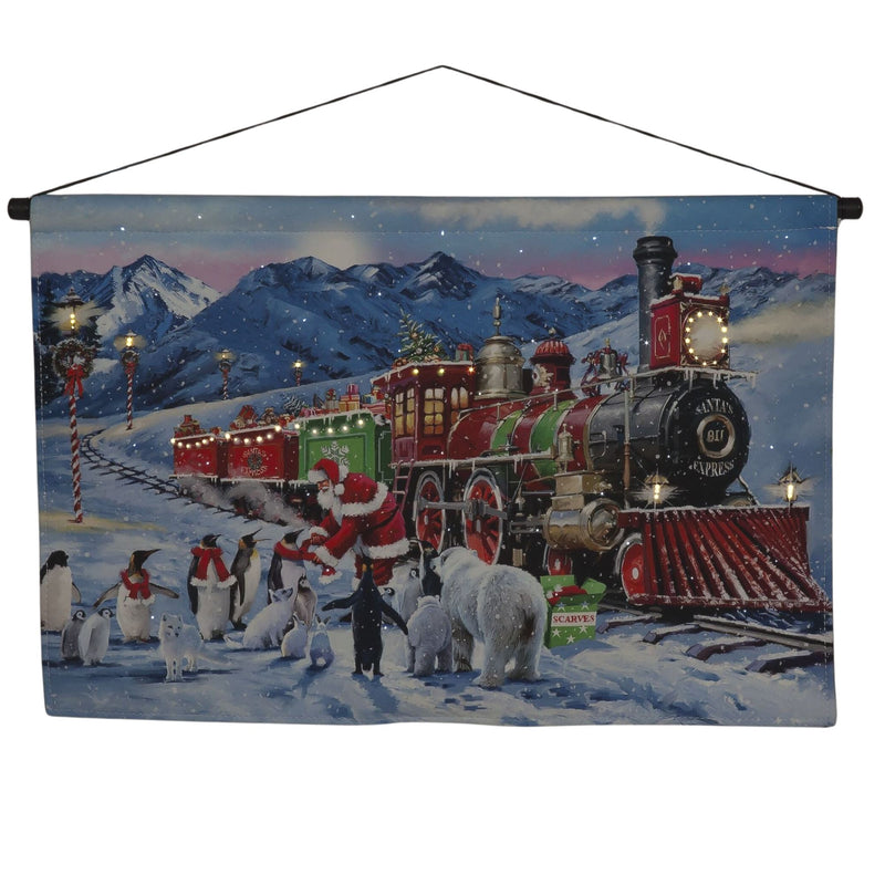40cm Santa Express North Pole Christmas Scene Hanging Wall Tapestry