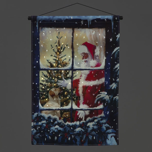 40cm Santa and Puppy Christmas Scene Hanging Wall Tapestry