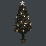 4ft Fibre Optic Winter Berry Pre Lit Warm White LED Artificial Christmas Tree