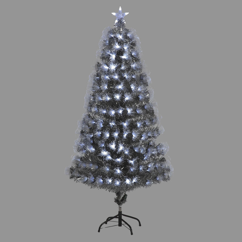4ft Fibre Optic Silver Star Pre Lit White LED Artificial Christmas Tree