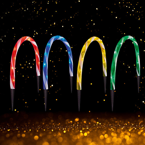Set of 4 Multi Coloured Candy Cane Archway Path Lights