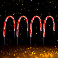 Set of 4 Red and White Candy Cane Archway Path Lights
