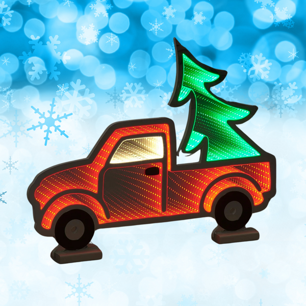 85cm Magical LED Lit Infinity Mirror Truck with Christmas Tree