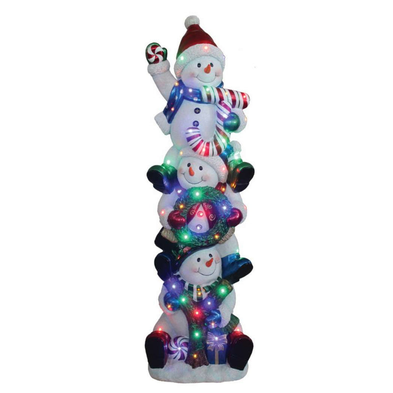1.52m 3 Stacked Joy Snowmen with Multicoloured LED Lights Display Prop