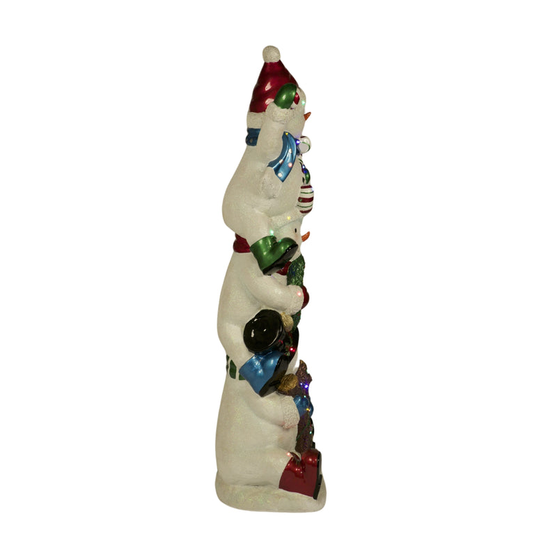1.52m 3 Stacked Joy Snowmen with Multicoloured LED Lights Display Prop