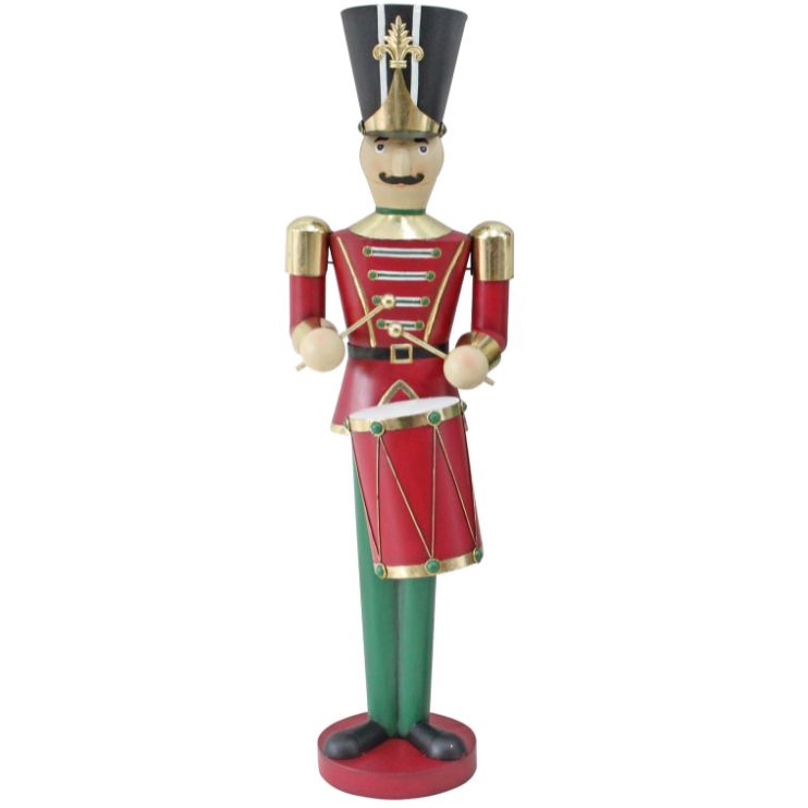 Red & Green Drumming Nutcracker Soldier Commercial Christmas Display Prop