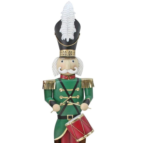 Green Drumming Nutcracker Soldier with Feather Commercial Christmas Display Prop