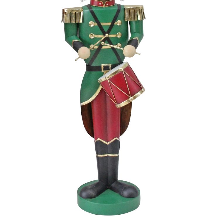 Green Drumming Nutcracker Soldier with Feather Commercial Christmas Display Prop
