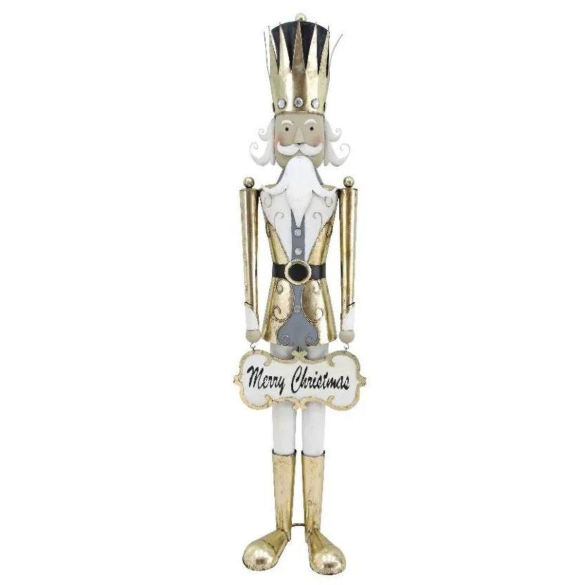 165cm Gold Merry Christmas Metal Nutcracker Soldier Commercial Christmas Display Prop