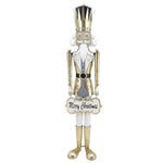 1.65m Gold Merry Christmas Metal Nutcracker Soldier Commercial Christmas Display Prop