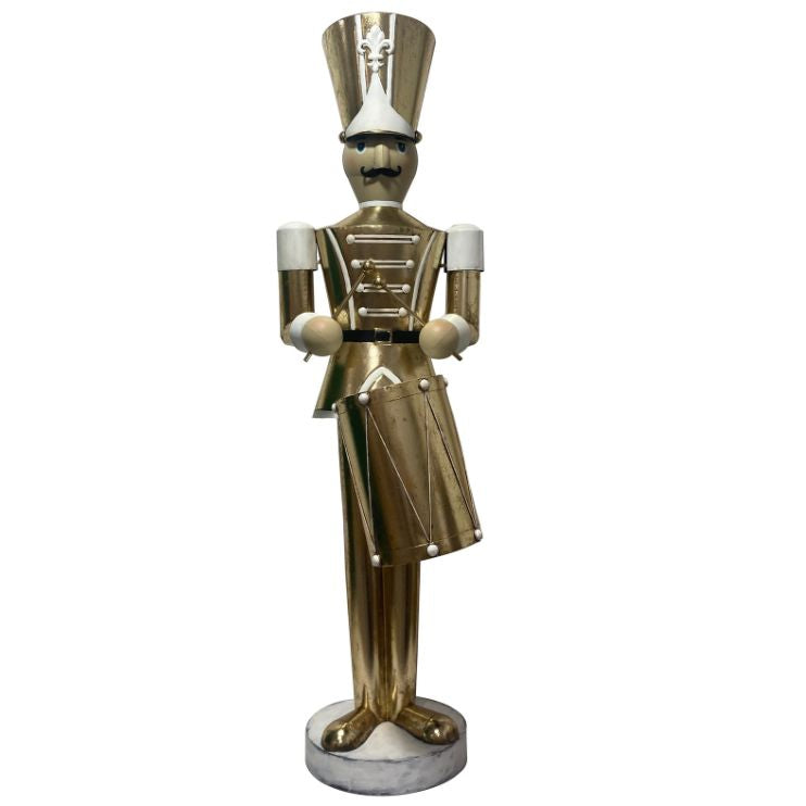 Gold & White Nutcracker Soldier With Drum Commercial Christmas Display Prop