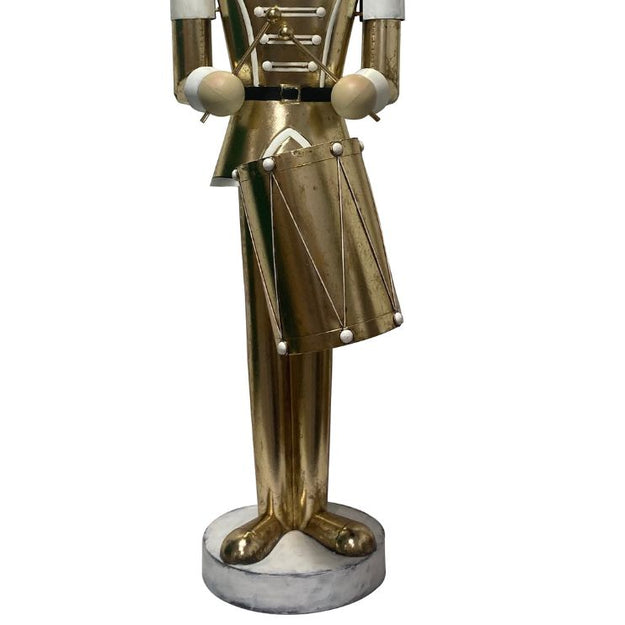 Gold & White Nutcracker Soldier With Drum Commercial Christmas Display Prop