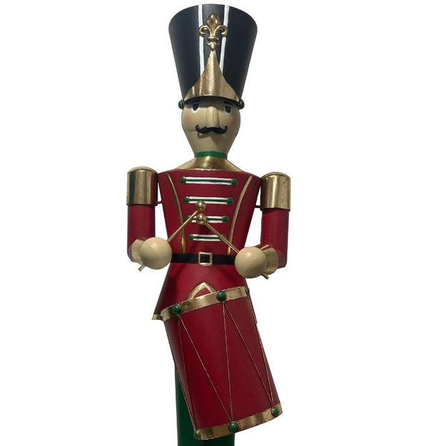 Red & Green Nutcracker Soldier With Drum Commercial Christmas Display Prop