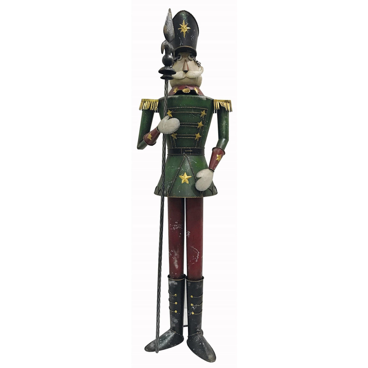 6ft Green and Red Metal Nutcracker Soldier Commercial Christmas Display Prop