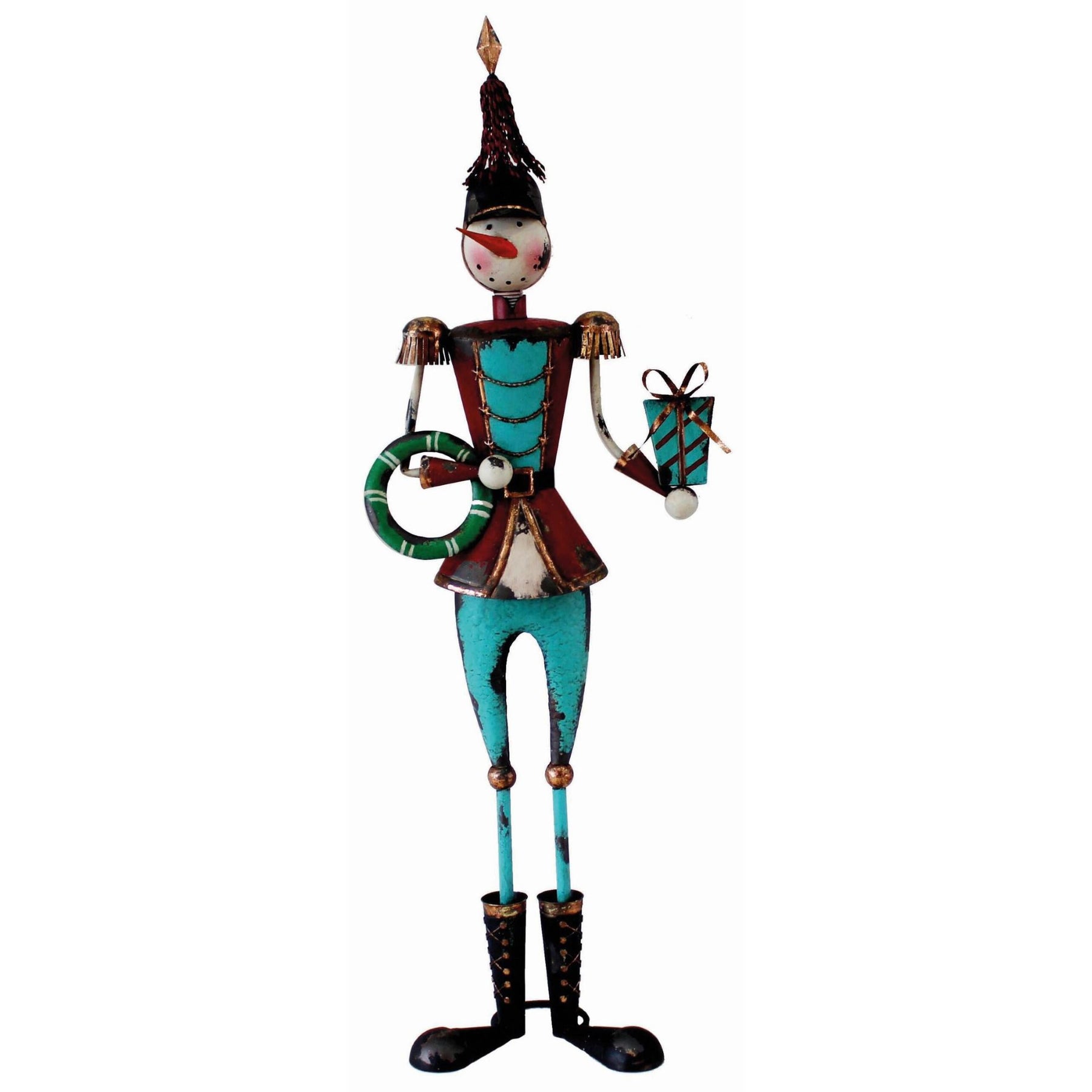 5ft Metal Snowman Soldier with Gift Commercial Christmas Display Prop