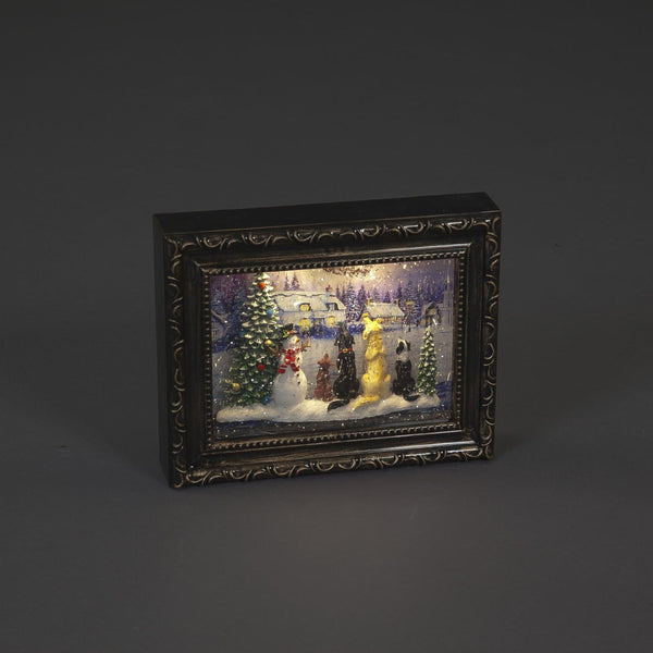 Dogs Watching Santa Photo Frame Magical Water Spinner