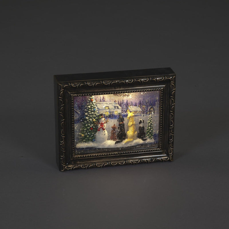 Dogs Watching Santa Photo Frame Magical Water Spinner