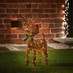 67cm Red Nosed Rattan Reindeer with 80 Warm White LEDs