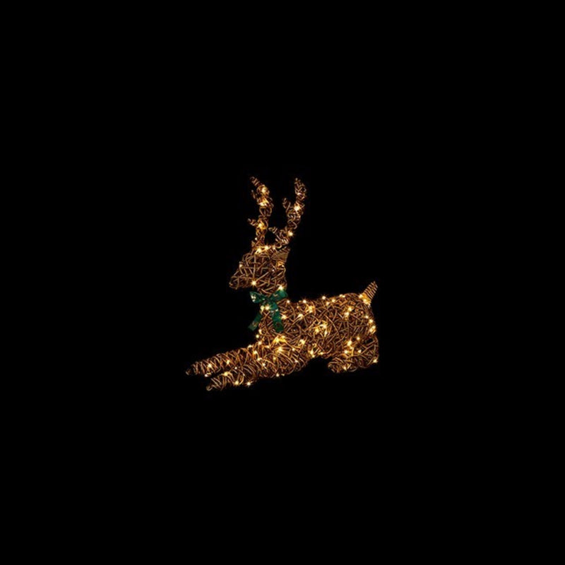 58cm Lying Rattan Reindeer with 120 Warm White LEDs