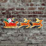2.3m Giant Tinsel Christmas Santa with Sleigh and 2 Reindeers Rope Light
