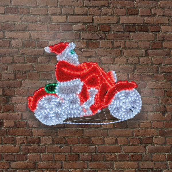 1.5m Santa On Motorbike Tinsel Motif with 672 Multi Coloured LEDs