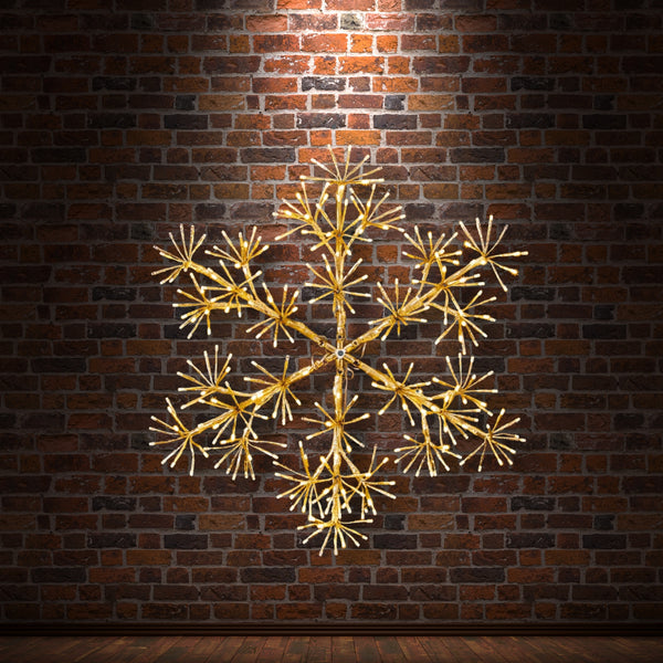 90cm Gold Starburst Snowflake Light with Warm White LEDs