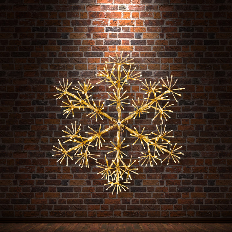 90cm Gold Starburst Snowflake Light with Warm White LEDs
