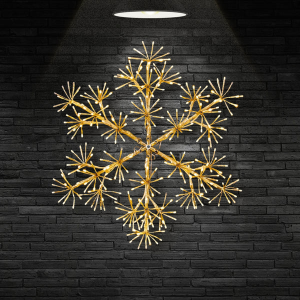 1.2m Gold Starburst Snowflake Light with Warm White LEDs