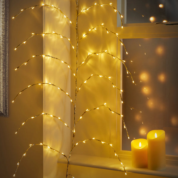 3m Gold Lit Branch Garland with 288 Warm White LEDs