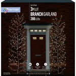 3m Silver Lit Branch Garland with 288 White LEDs