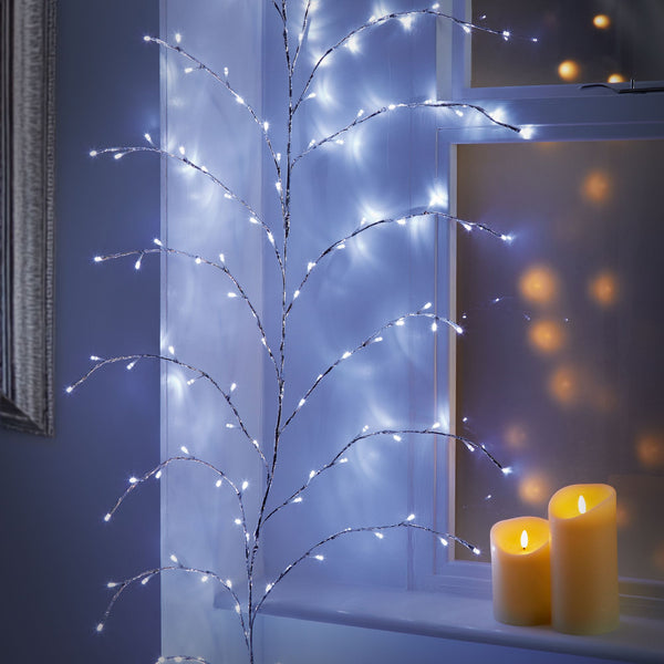 3m Silver Lit Branch Garland with 288 White LEDs