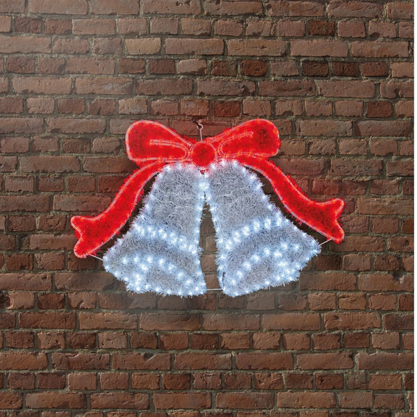 1m Double Bell Tinsel Rope Light Silhouette with 240 Red and White LEDs
