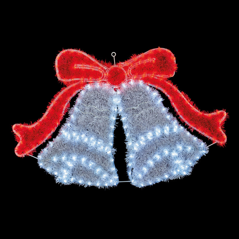 1m Double Bell Tinsel Rope Light Silhouette with 240 Red and White LEDs