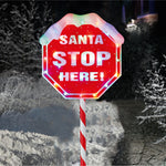 1m Santa Stop Here Sign Garden Path Stake Light with 30 Multi Coloured LEDs