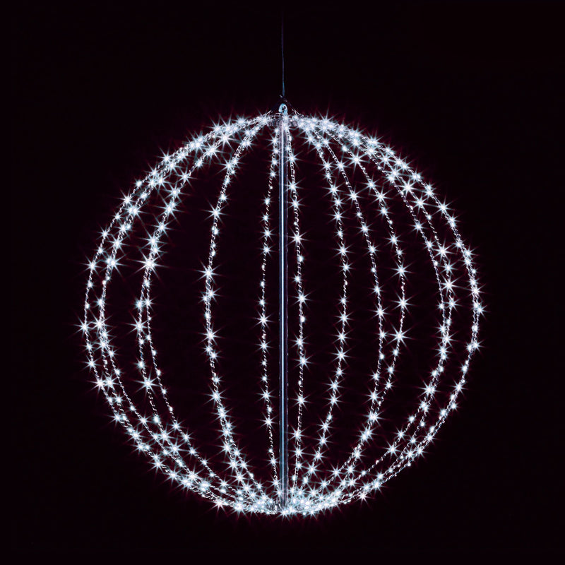 60cm White Metal Sparkling Sphere Frame 640 White LEDs