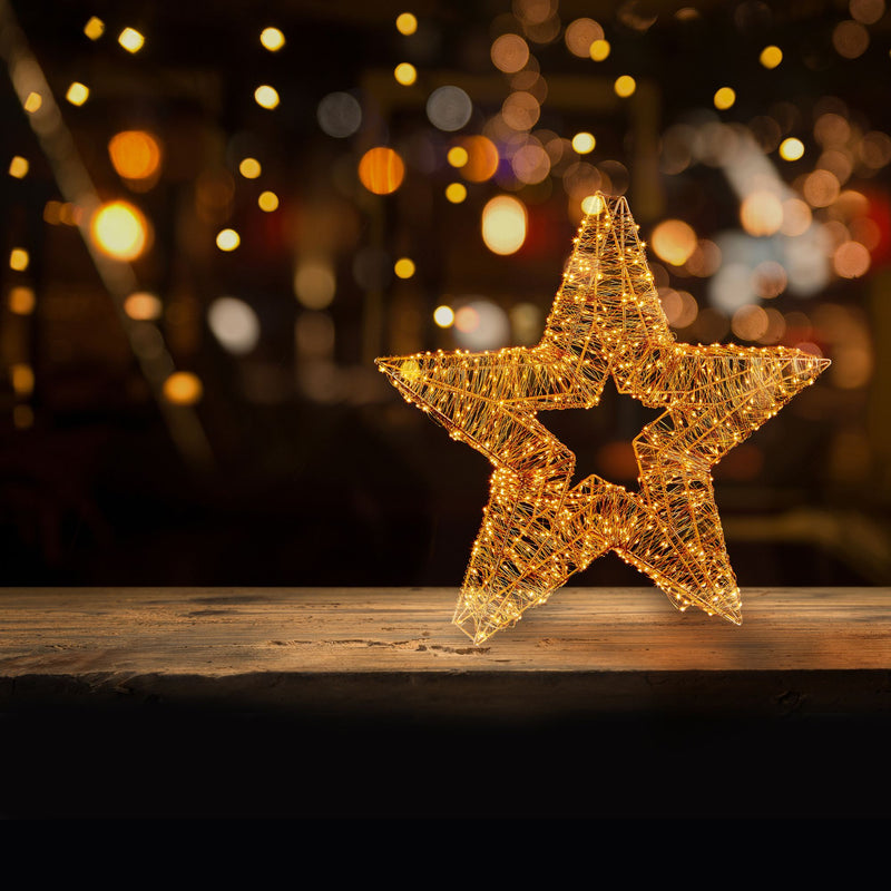 45cm Rose Gold Star Cluster Silhouette with 750 Warm White LEDs