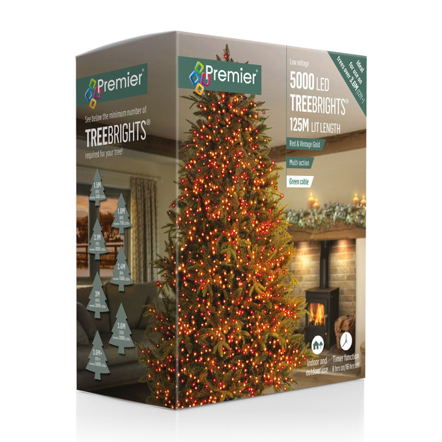 5000 Red & Vintage Gold Treebrights Multi Action LED Lights with Timer