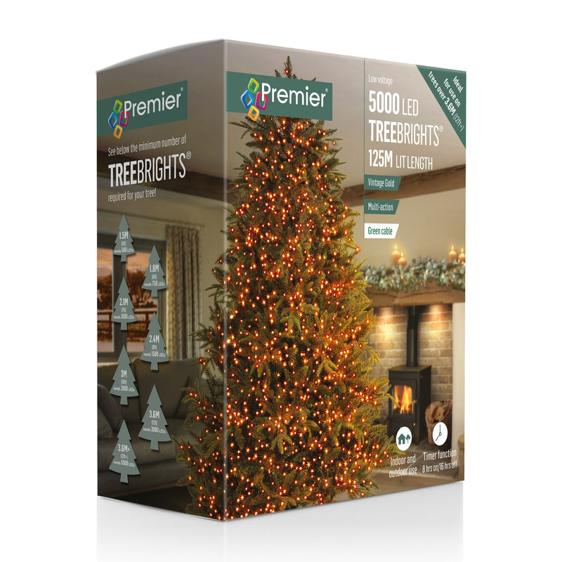 5000 Vintage Gold Treebrights Multi Action LED Lights with Timer