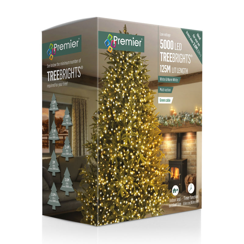 5000 White & Warm White Treebrights Multi Action LED Lights with Timer